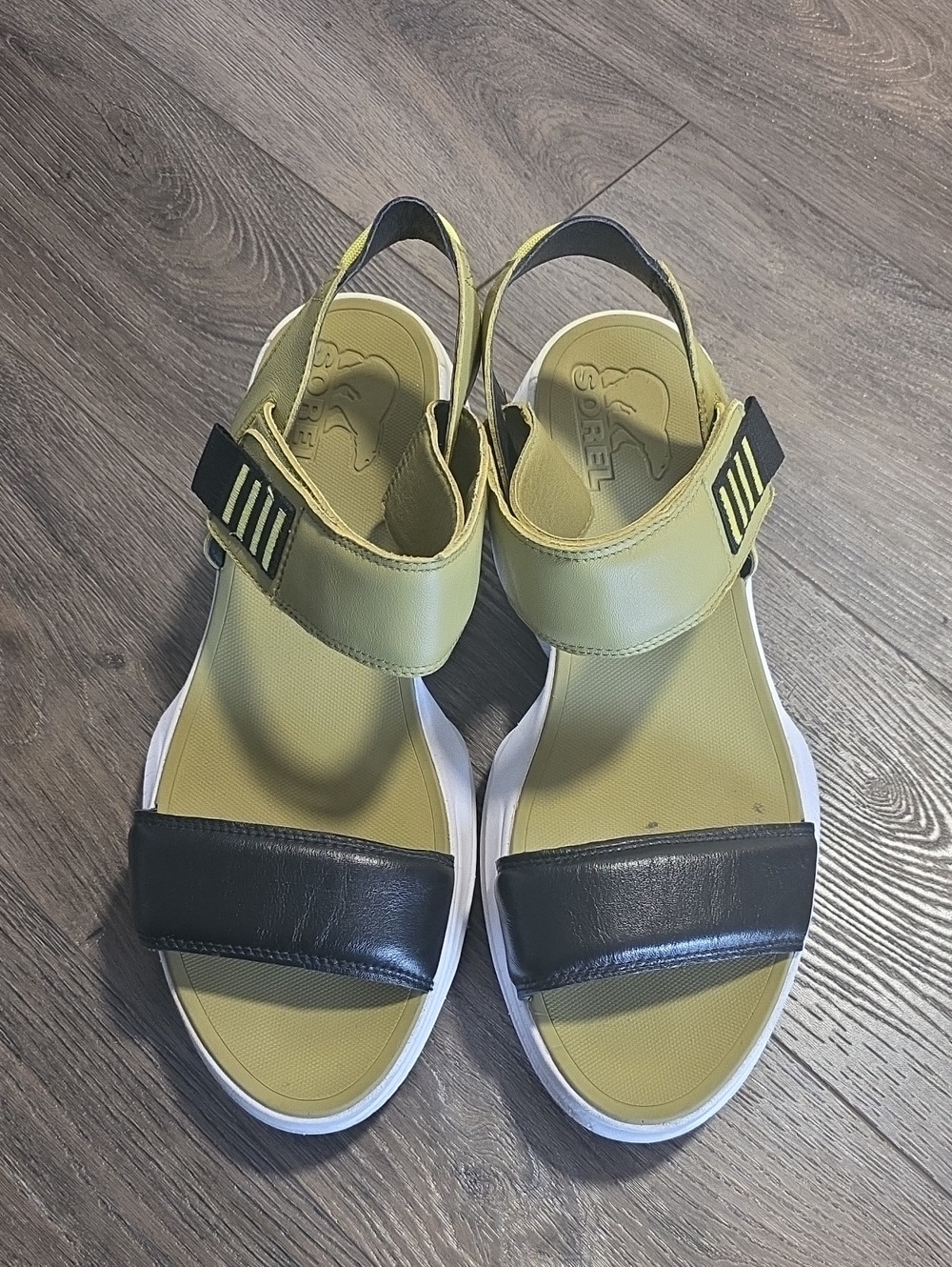 Women's SOREL Olive Green and Black Sport Sandals